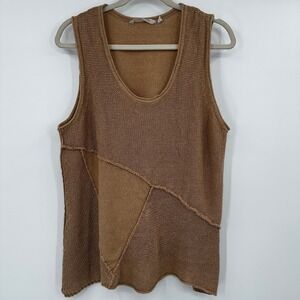 Soft Surroundings Tan Knit Asymmetrical Tank Top Women's Size L